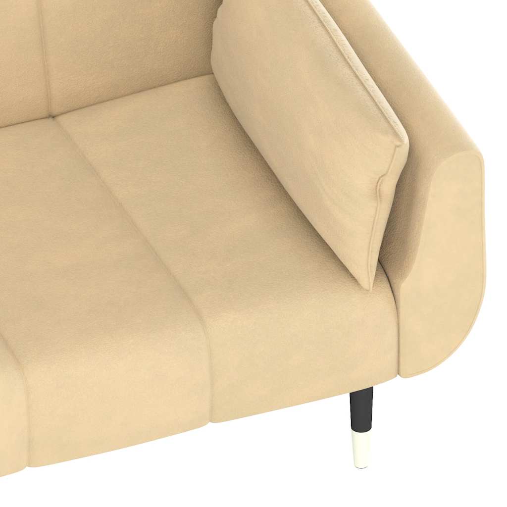 Bäddsoffa 2-Sits Med Två Kuddar Gräddvit Sammet