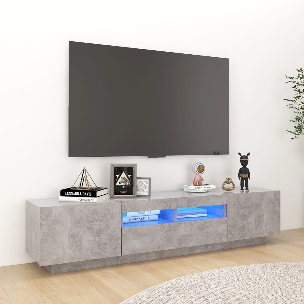 Tv-Bänk Med Led-Lampor Åldrat Trä 180X35X40 Cm Konstruerat Trä
