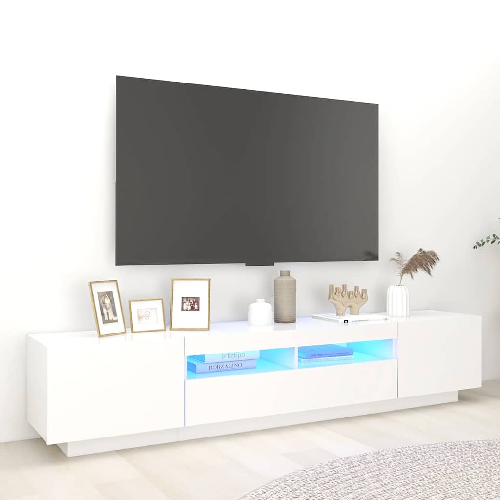 Tv-Bänk Med Led-Lampor Åldrat Trä 200X35X40 Cm Konstruerat Trä