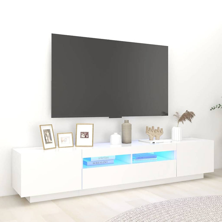 Tv-Bänk Med Led-Lampor Åldrat Trä 200X35X40 Cm Konstruerat Trä