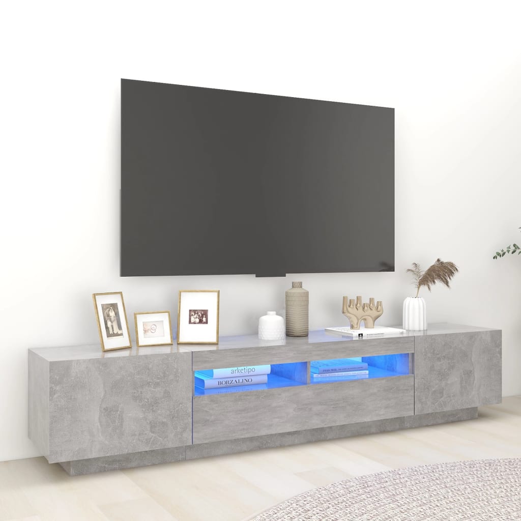 Tv-Bänk Med Led-Lampor Åldrat Trä 200X35X40 Cm Konstruerat Trä