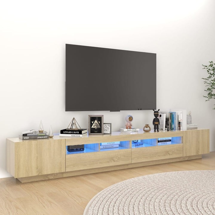 Tv-Bänk Med Led-Lampor 260X35X40 Cm Konstruerat Trä