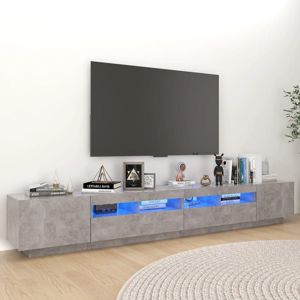 Tv-Bänk Med Led-Lampor 260X35X40 Cm Konstruerat Trä