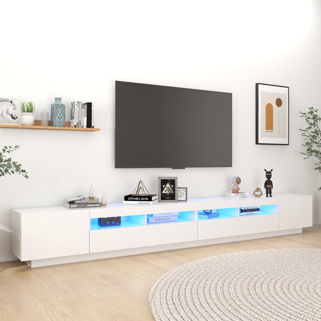 Tv-Bänk Med Led-Lampor Åldrat Trä 300X35X40 Cm Konstruerat Trä