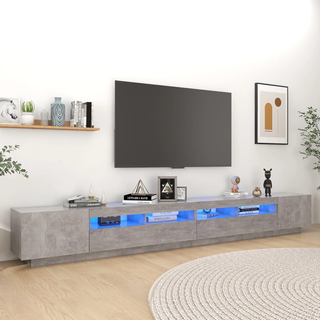 Tv-Bänk Med Led-Lampor Åldrat Trä 300X35X40 Cm Konstruerat Trä