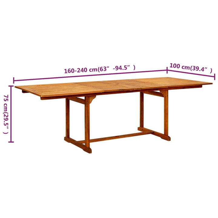 Trädgårdsbord (160-240)X100X75 Cm Massivt Akaciaträ