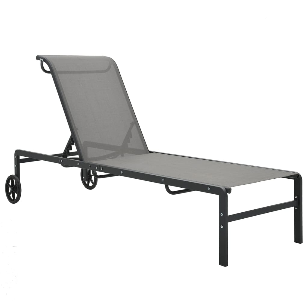 Solsängar 2 St Med Bord Textilene Och Stål