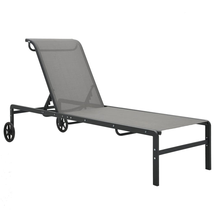 Solsängar 2 St Med Bord Textilene Och Stål