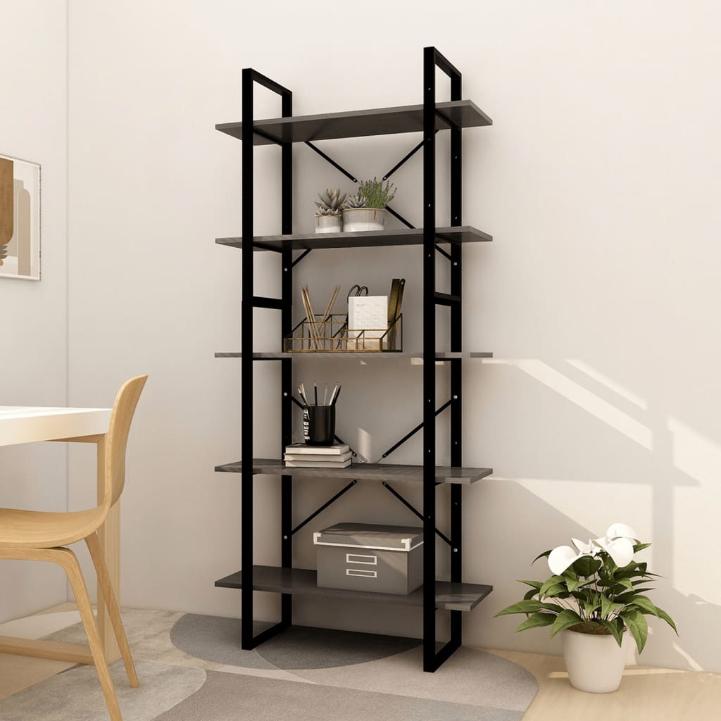 Bokhylla 5 Hyllplan 80X30X175 Cm Massiv Furu