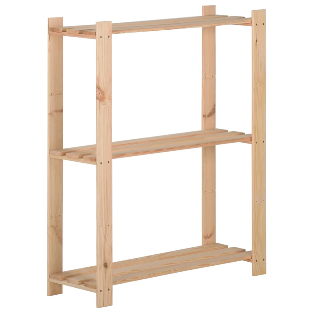 Förvaringshylla 3 Hyllplan 80X38X90 Massiv Furu