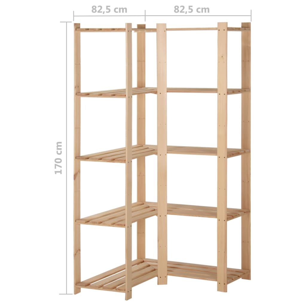 Lagerhylla Hörn 5 Hyllplan 82,5X82,5X170 Cm Massiv Furu