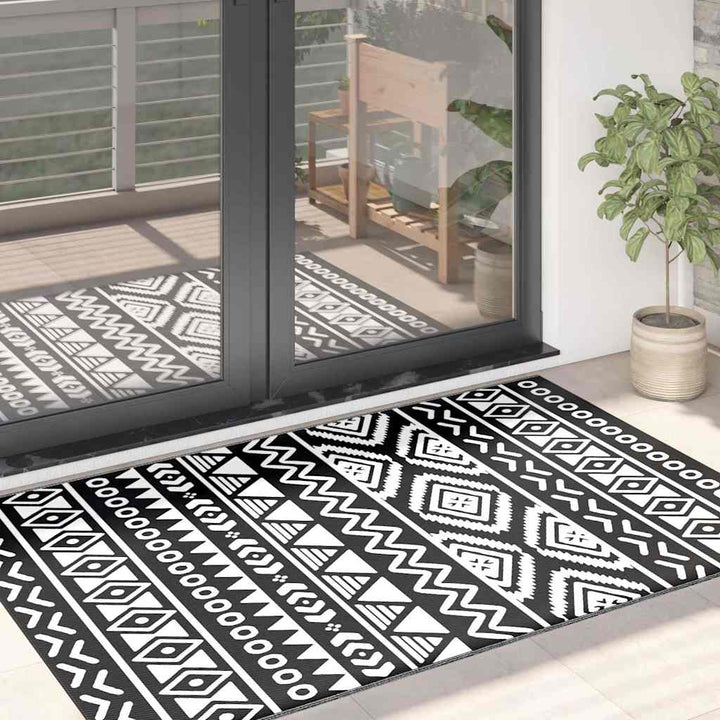 Utomhusmatta Arakil Vit Och Svart Ø120 Cm Pp