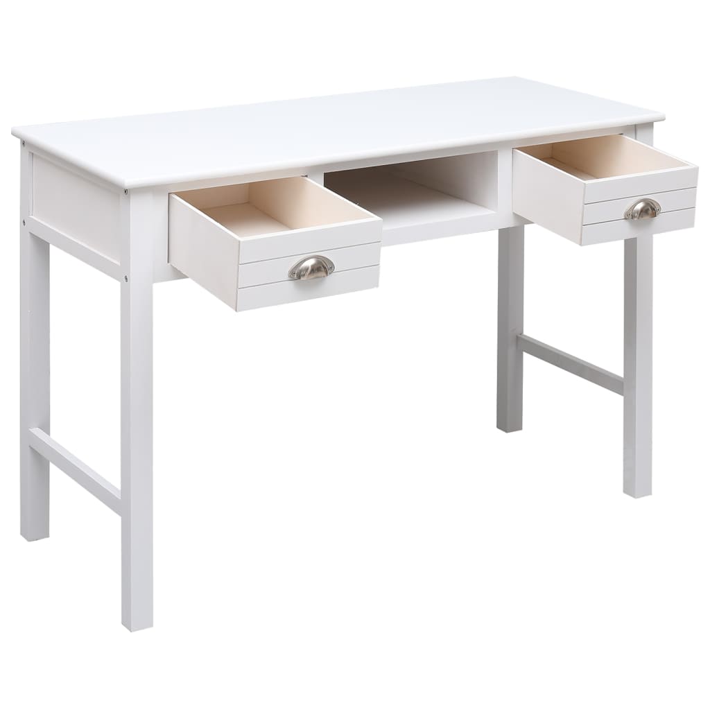 Skrivbord Vit 108X45X76 Cm Massivt Kejsarträ