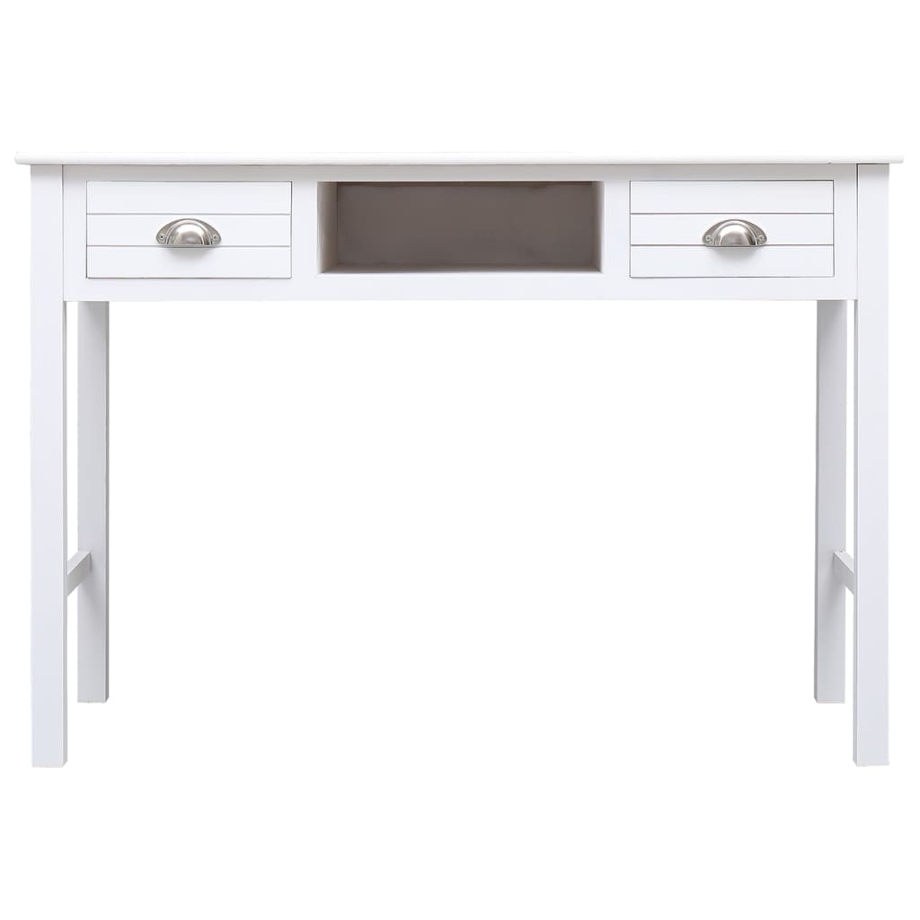 Skrivbord Vit 108X45X76 Cm Massivt Kejsarträ