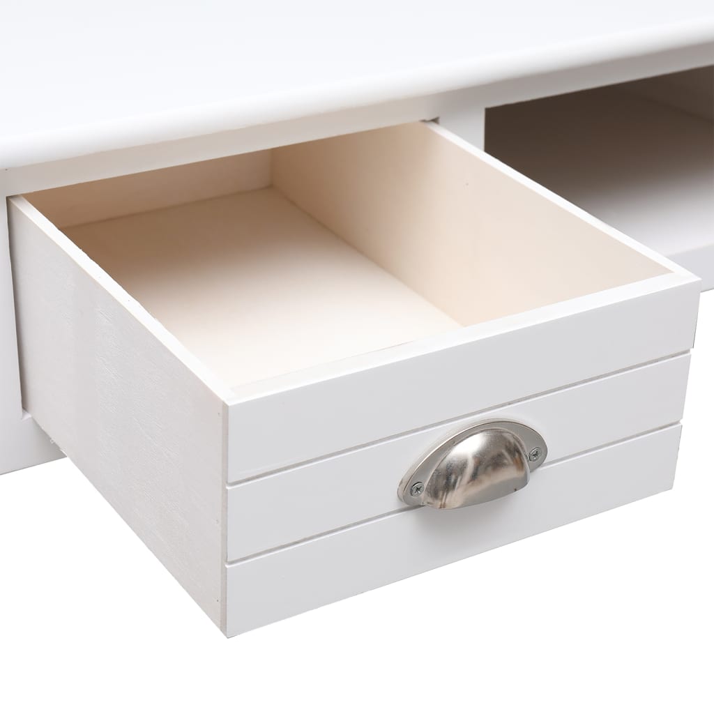 Skrivbord Vit 108X45X76 Cm Massivt Kejsarträ