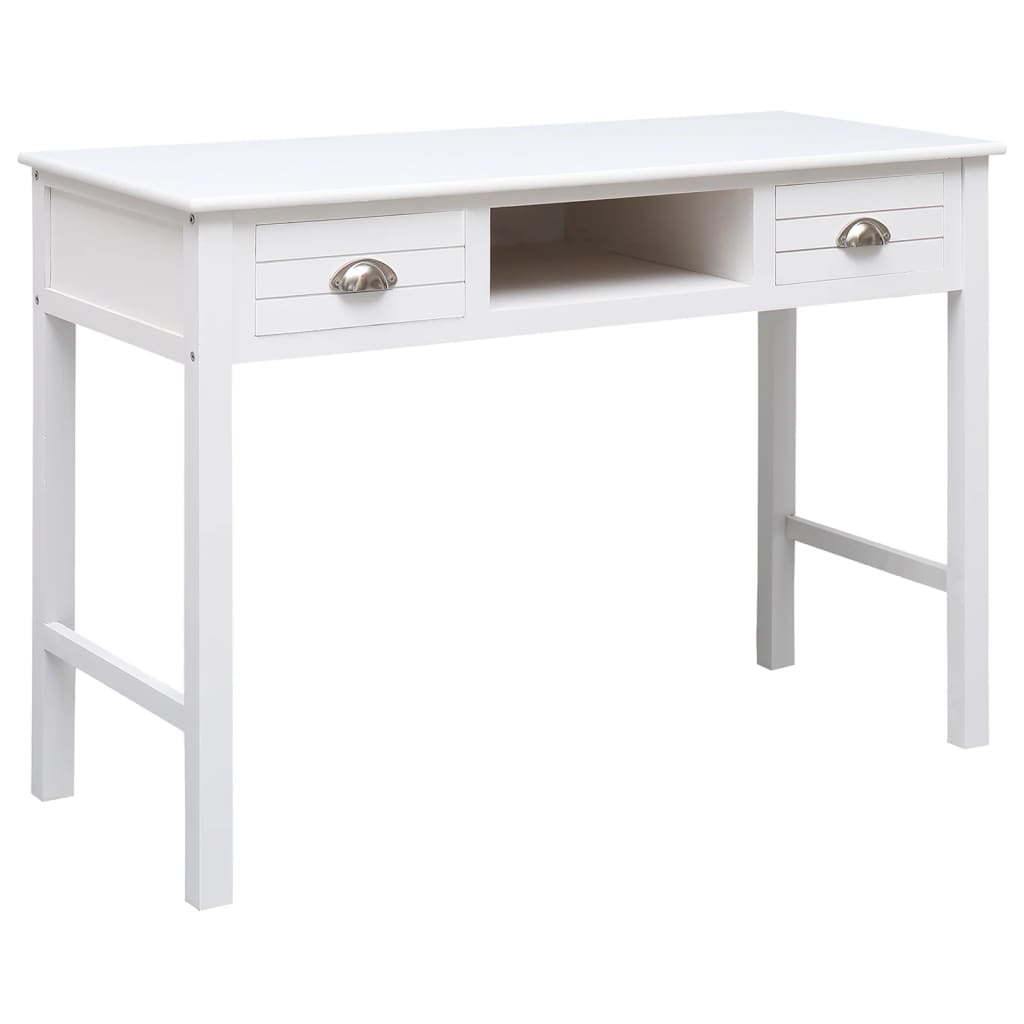 Skrivbord Vit 108X45X76 Cm Massivt Kejsarträ