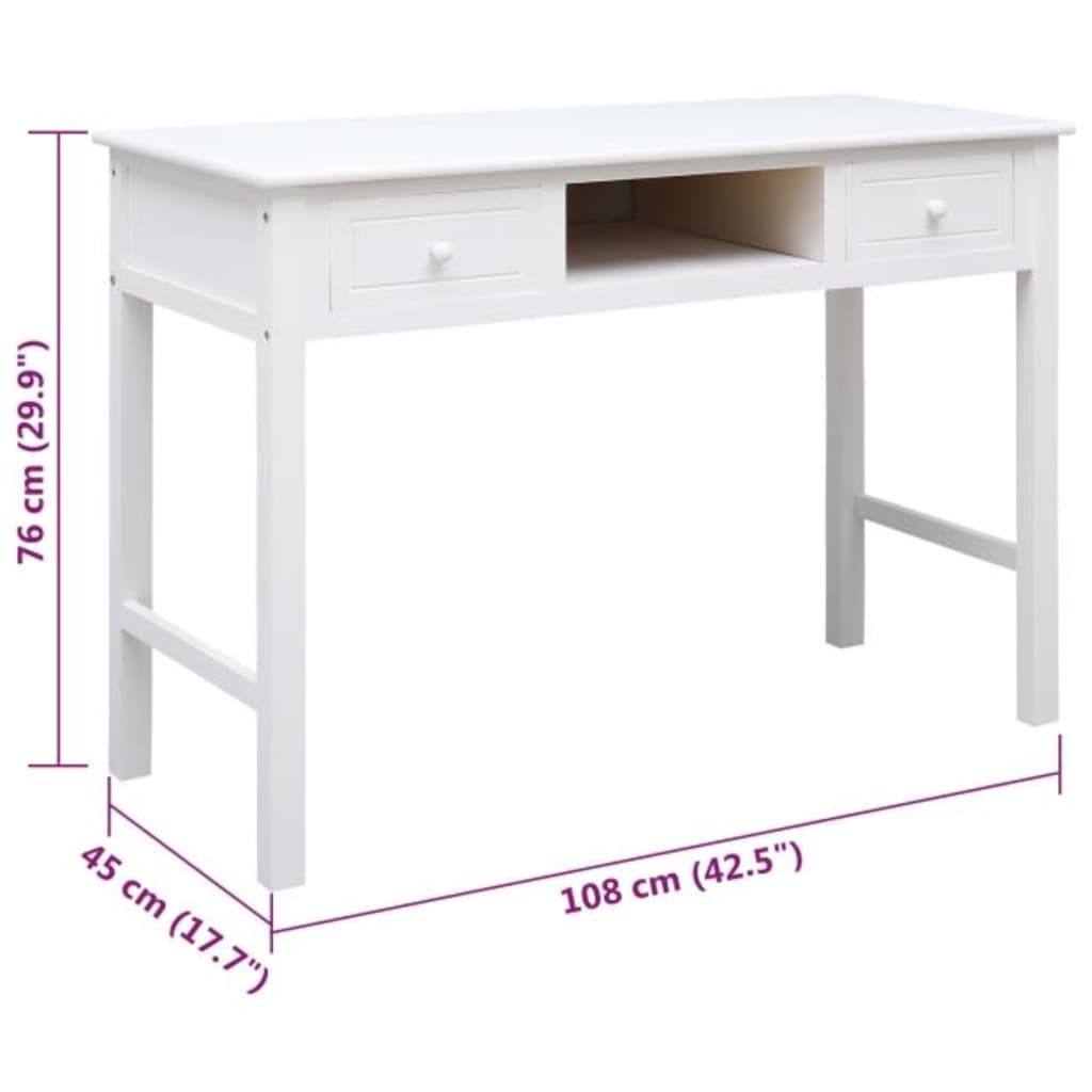 Skrivbord 108X45X76 Cm Massivt Kejsarträ