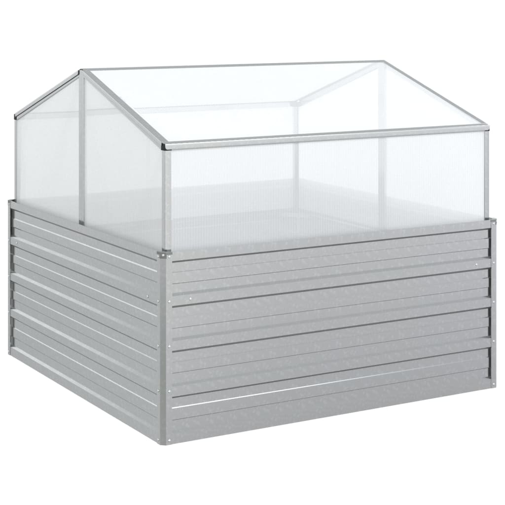 Upphöjd Odlingslåda Med Växthus 100X100X85 Cm Silver