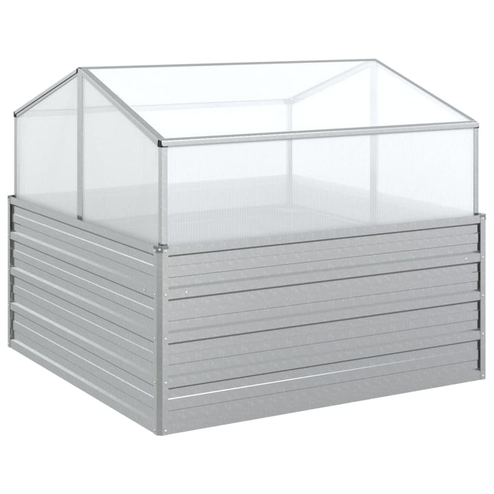Upphöjd Odlingslåda Med Växthus 100X100X85 Cm Silver