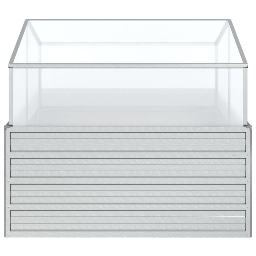 Upphöjd Odlingslåda Med Växthus 100X100X85 Cm Silver