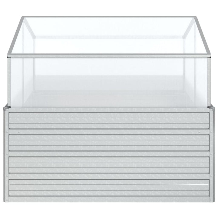Upphöjd Odlingslåda Med Växthus 100X100X85 Cm Silver