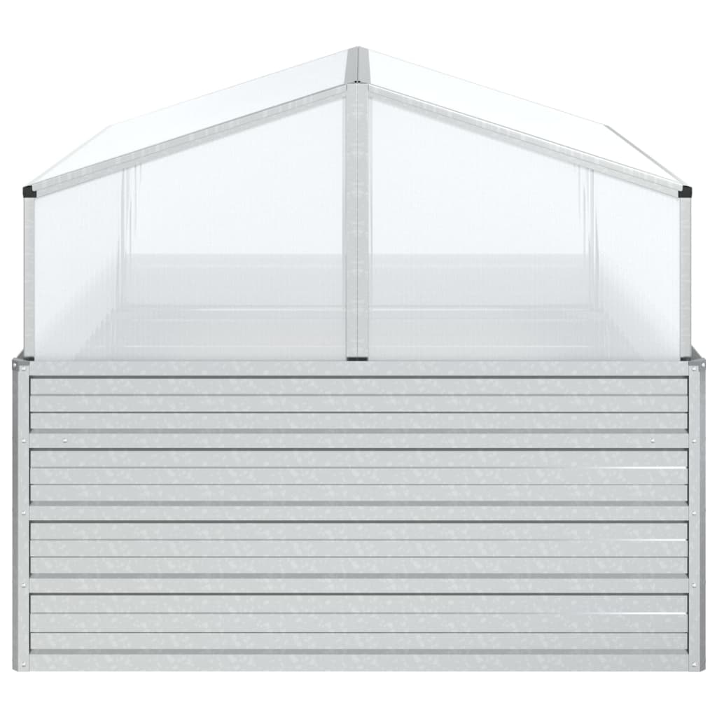 Upphöjd Odlingslåda Med Växthus 100X100X85 Cm Silver