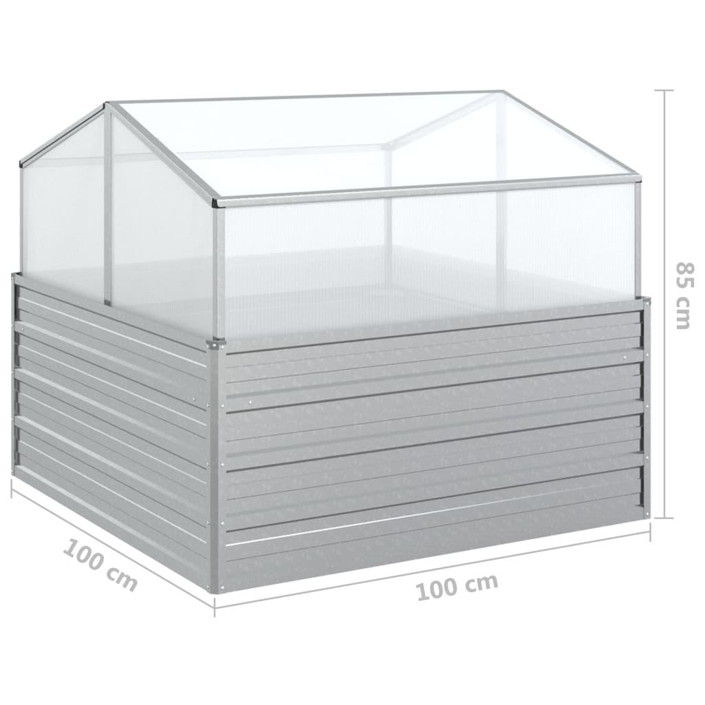 Upphöjd Odlingslåda Med Växthus 100X100X85 Cm Silver