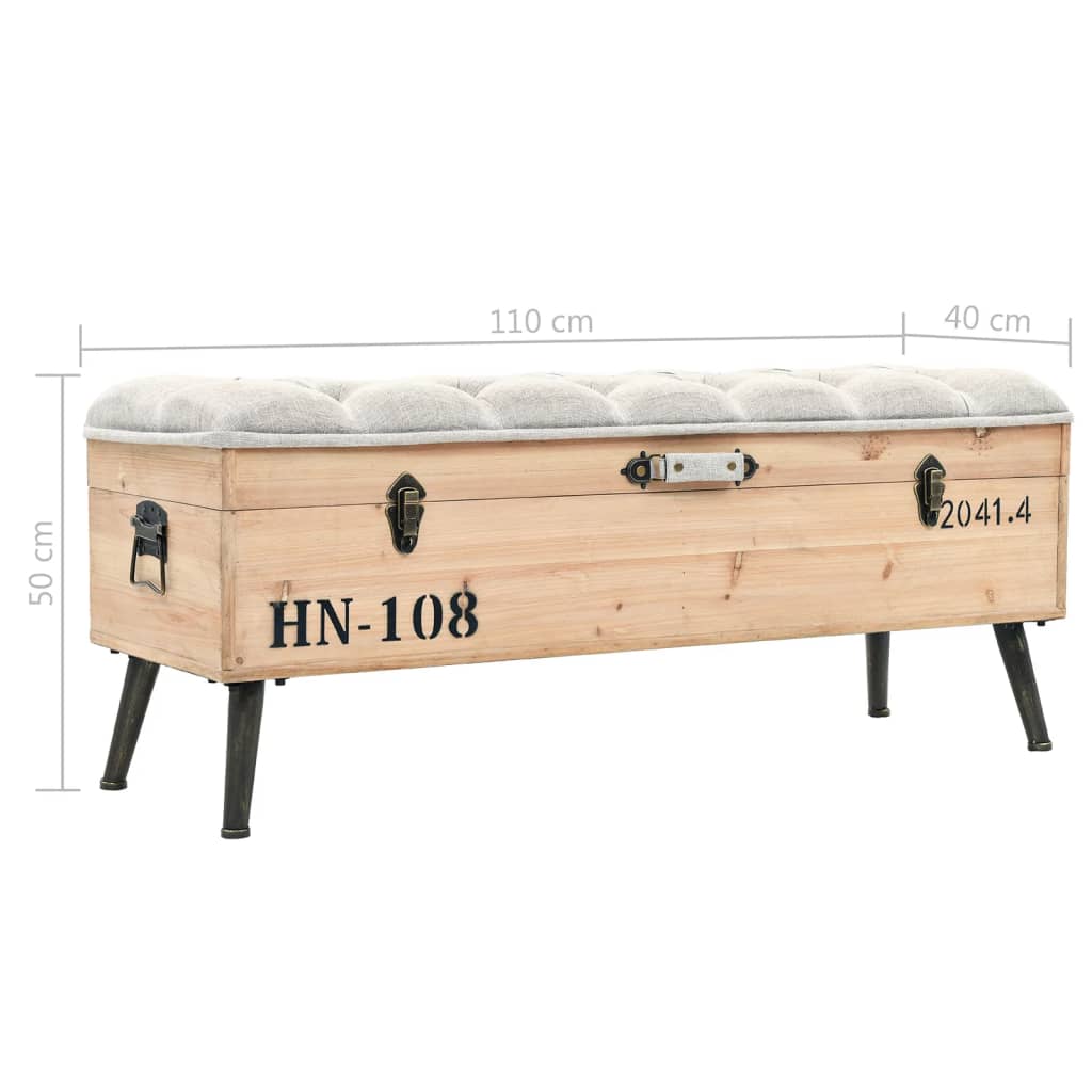 Förvaringsbänk 110 Cm Massivt Granträ
