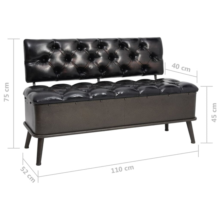 Förvaringsbänk Med Ryggstöd 110 Cm Konstläder