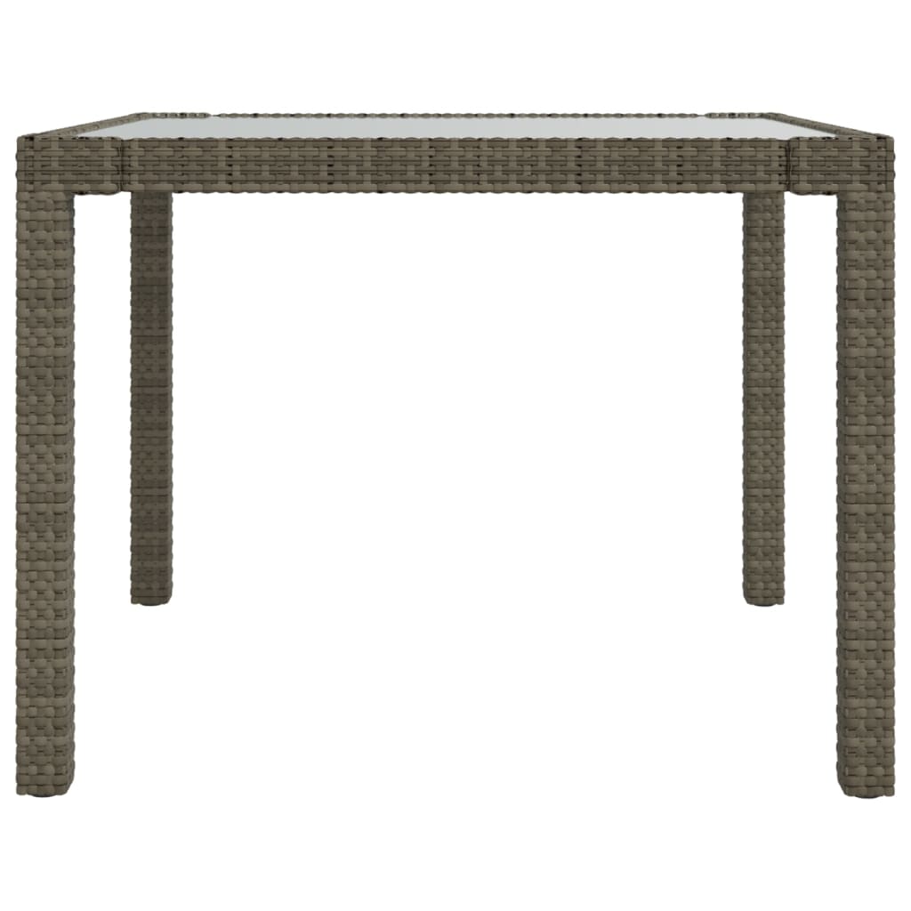 Utebord 90X90X75 Cm Härdat Glas Och Konstrotting Grå