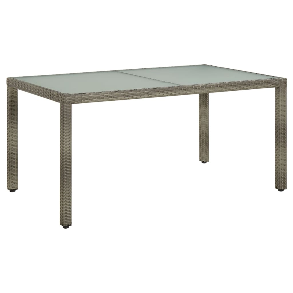 Trädgårdsbord 150X90X75 Cm Härdat Glas Och Konstrotting Grå