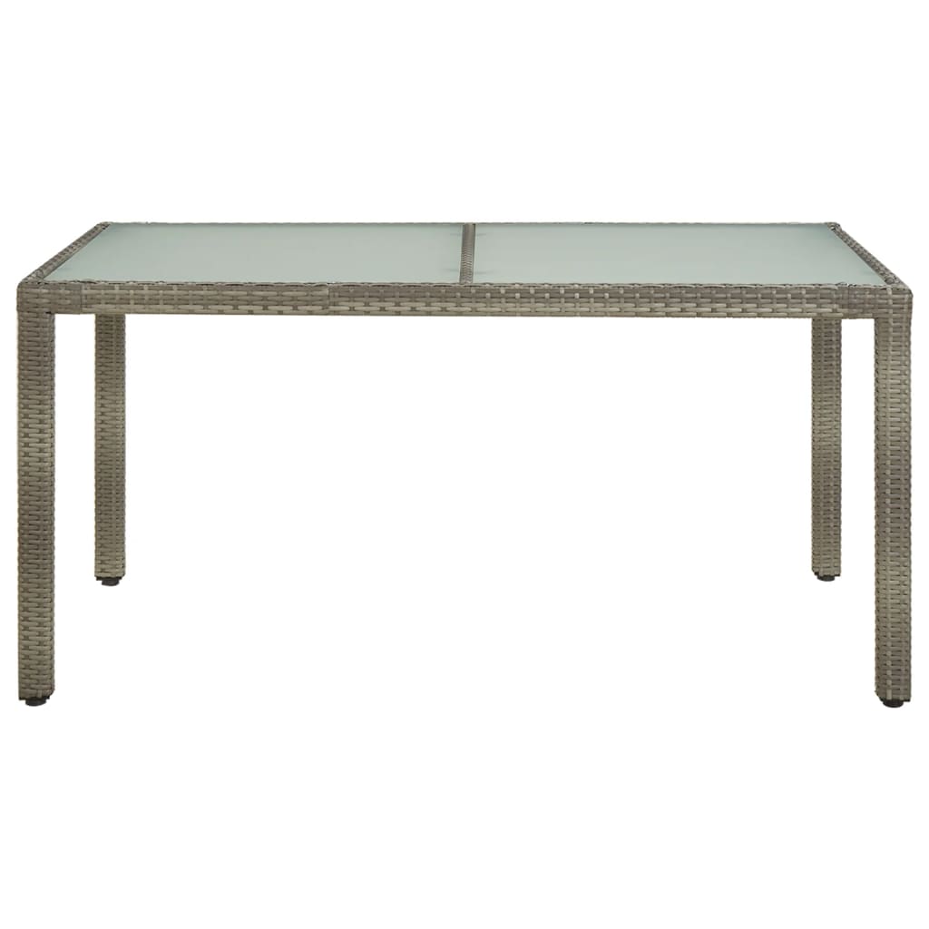 Trädgårdsbord 150X90X75 Cm Härdat Glas Och Konstrotting Grå