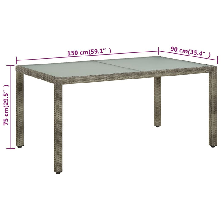 Trädgårdsbord 150X90X75 Cm Härdat Glas Och Konstrotting Grå