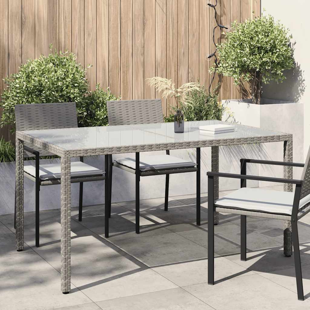 Utebord 90X90X75 Cm Härdat Glas Och Konstrotting Grå
