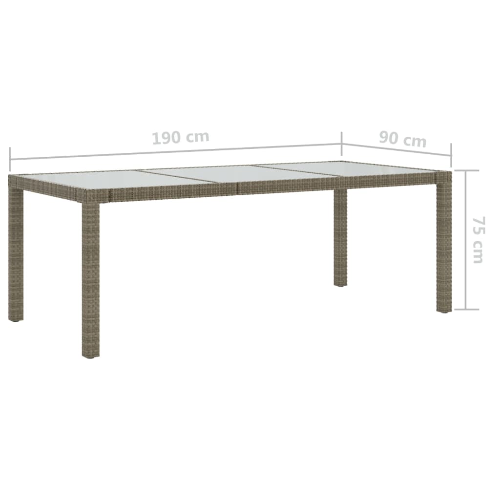 Trädgårdsbord 190X90X75 Cm Härdat Glas Och Konstrotting
