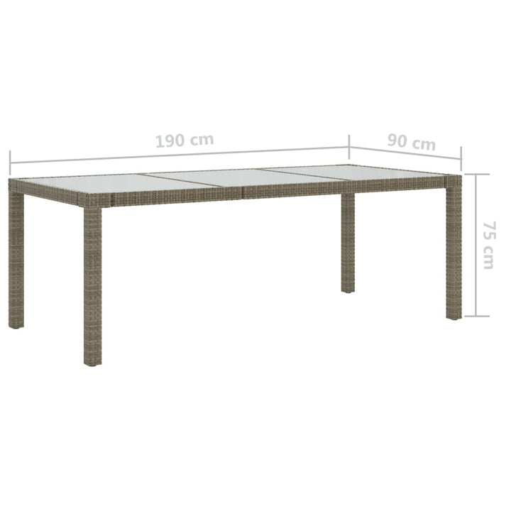 Trädgårdsbord 190X90X75 Cm Härdat Glas Och Konstrotting