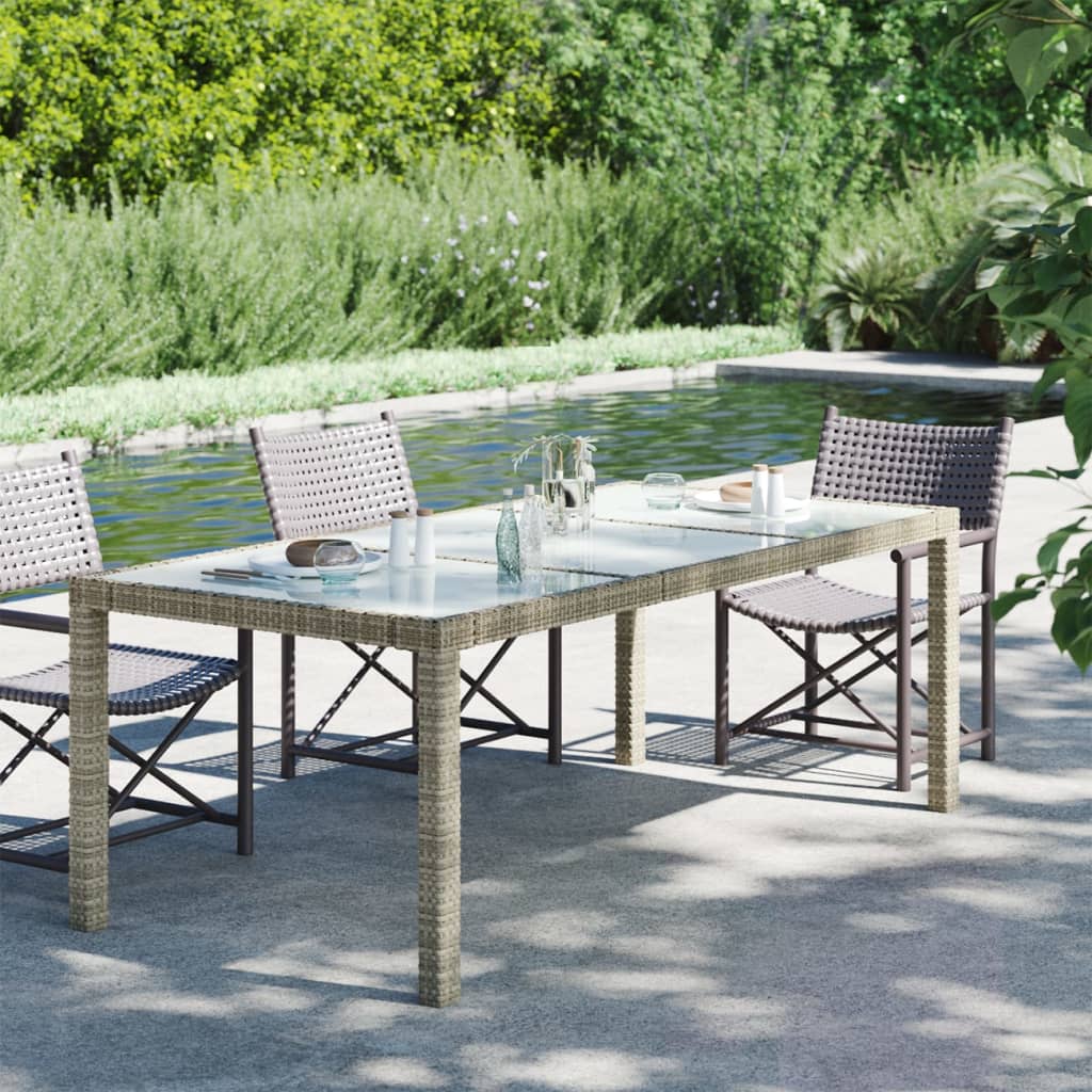 Trädgårdsbord 190X90X75 Cm Härdat Glas Och Konstrotting