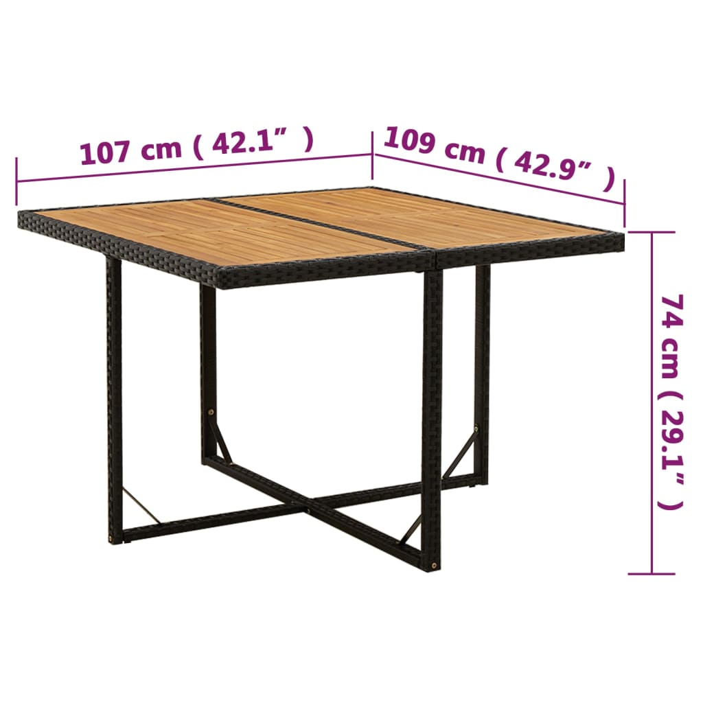 Trädgårdsbord 109X107X74 Cm Konstrotting &amp; Massiv Akacia