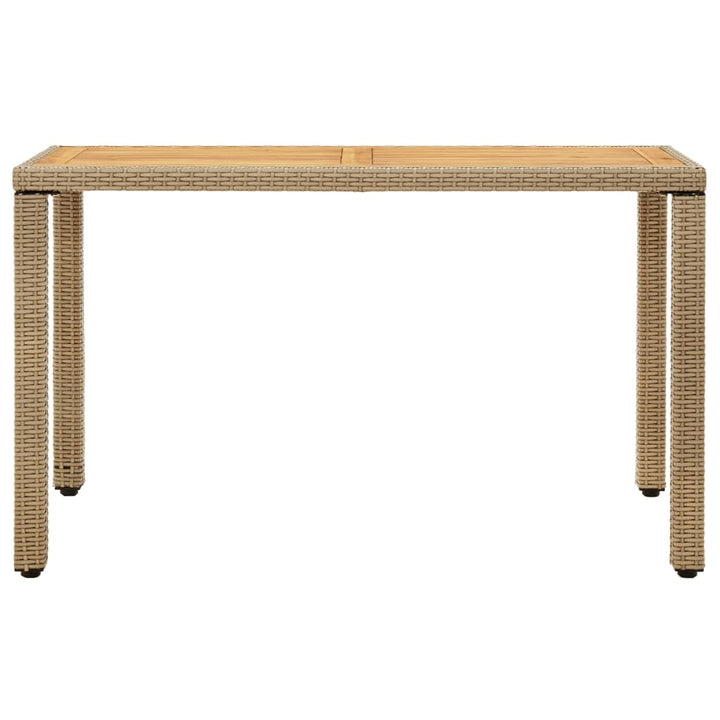 Trädgårdsbord Beige 123X60X74 Cm Konstrotting &amp; Massivt Akacia