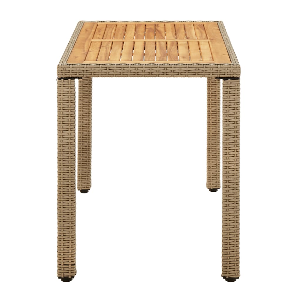 Trädgårdsbord Beige 123X60X74 Cm Konstrotting &amp; Massivt Akacia