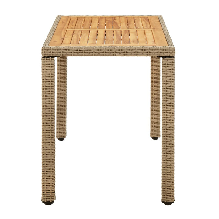Trädgårdsbord Beige 123X60X74 Cm Konstrotting &amp; Massivt Akacia