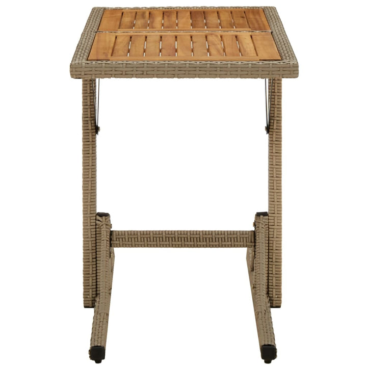 Trädgårdsbord Beige Massivt Akaciaträ Och Konstrotting
