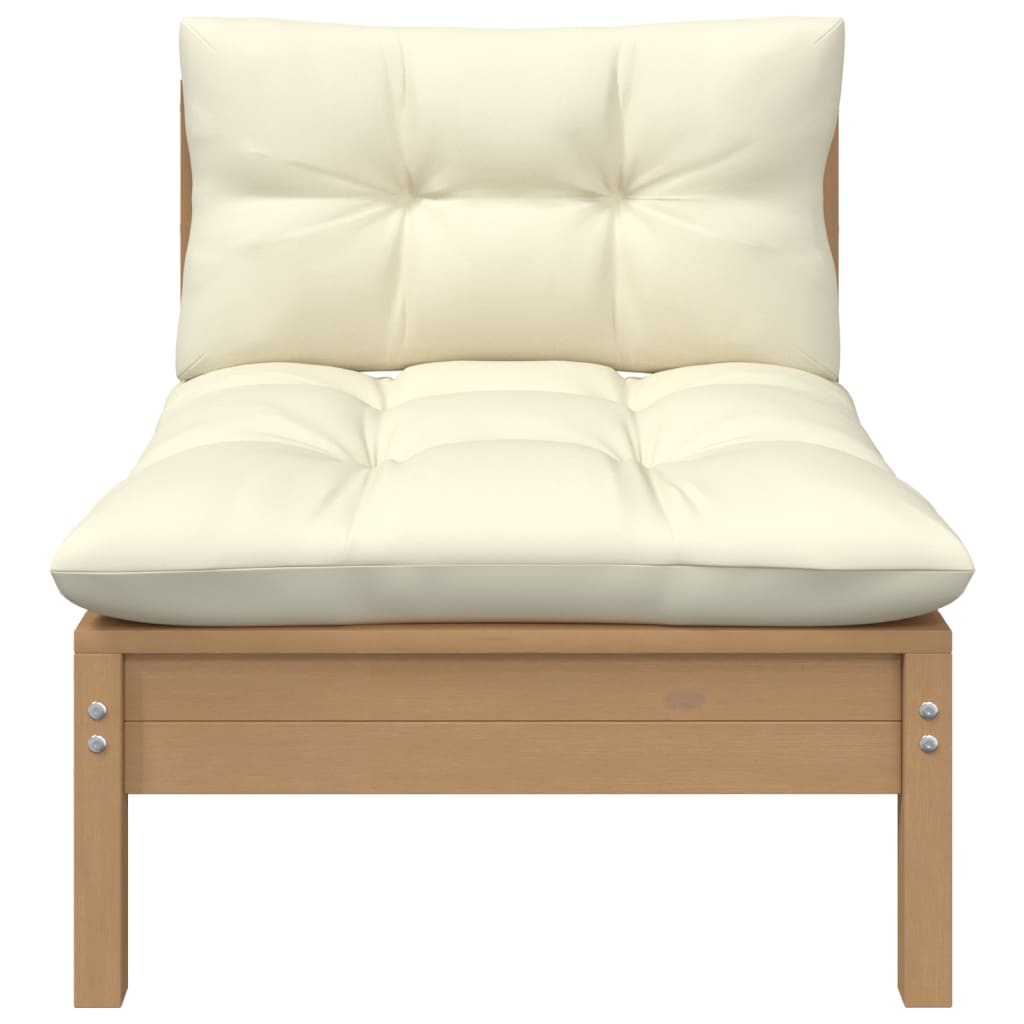 806637  Garden Middle Sofa Med Kuddar Honey Brown Solid Pinewood
