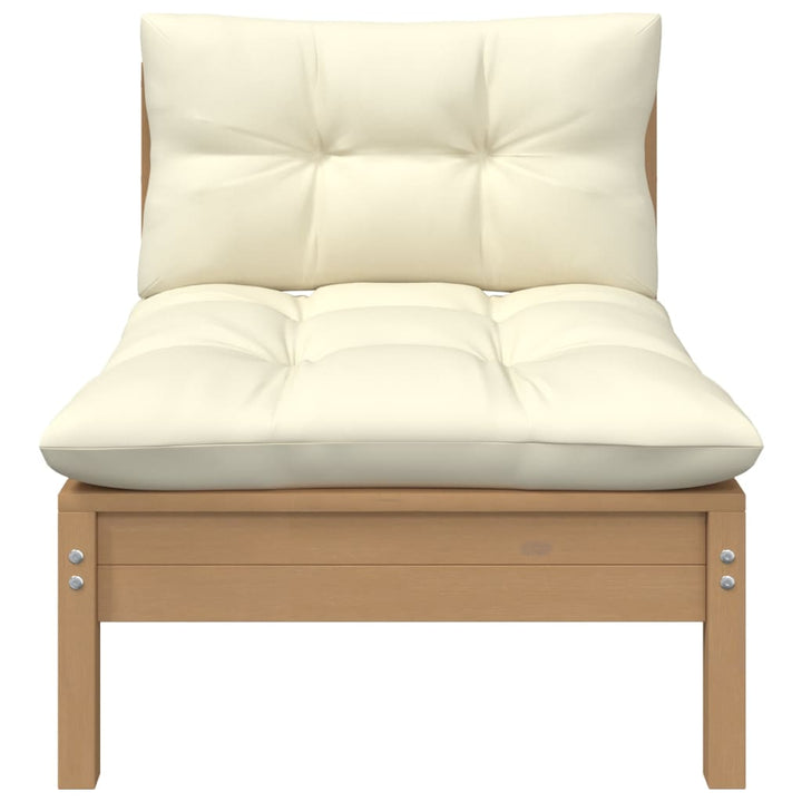 806637  Garden Middle Sofa Med Kuddar Honey Brown Solid Pinewood