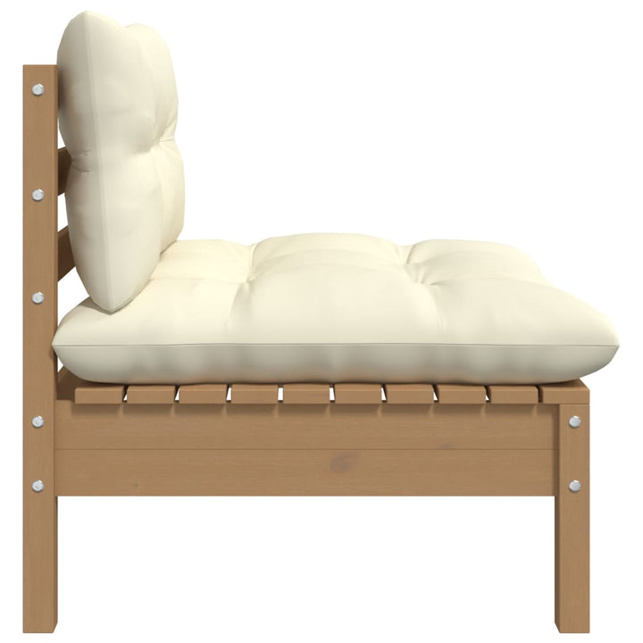 806637  Garden Middle Sofa Med Kuddar Honey Brown Solid Pinewood