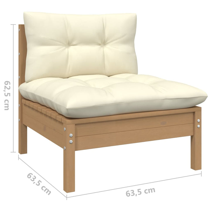 806637  Garden Middle Sofa Med Kuddar Honey Brown Solid Pinewood