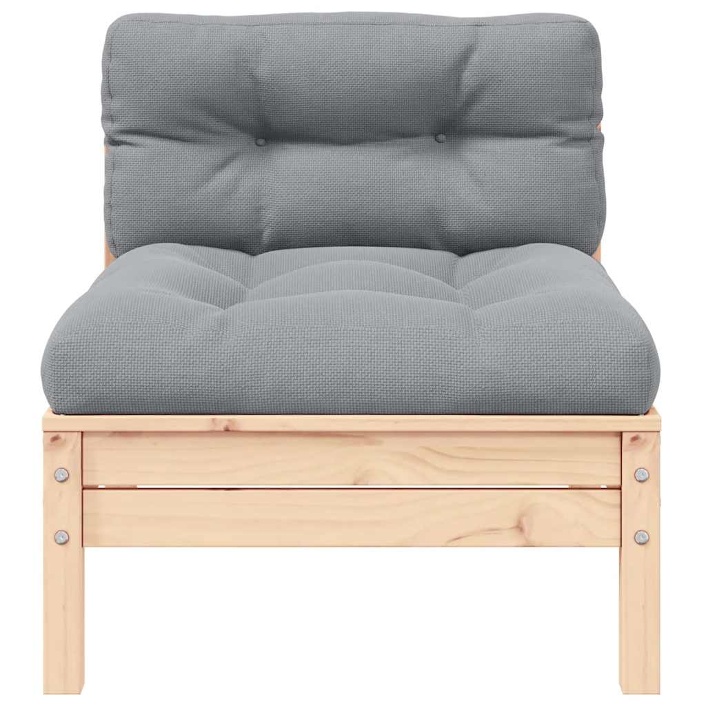Trädgårdssoffa 2-Sits Med Grå Dynor Massiv Furu