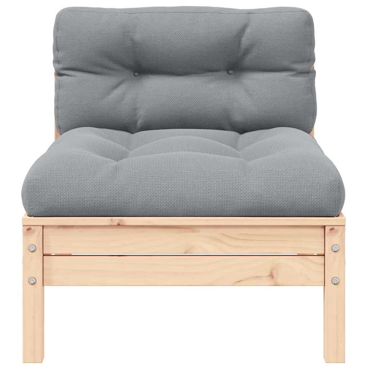Trädgårdssoffa 2-Sits Med Grå Dynor Massiv Furu