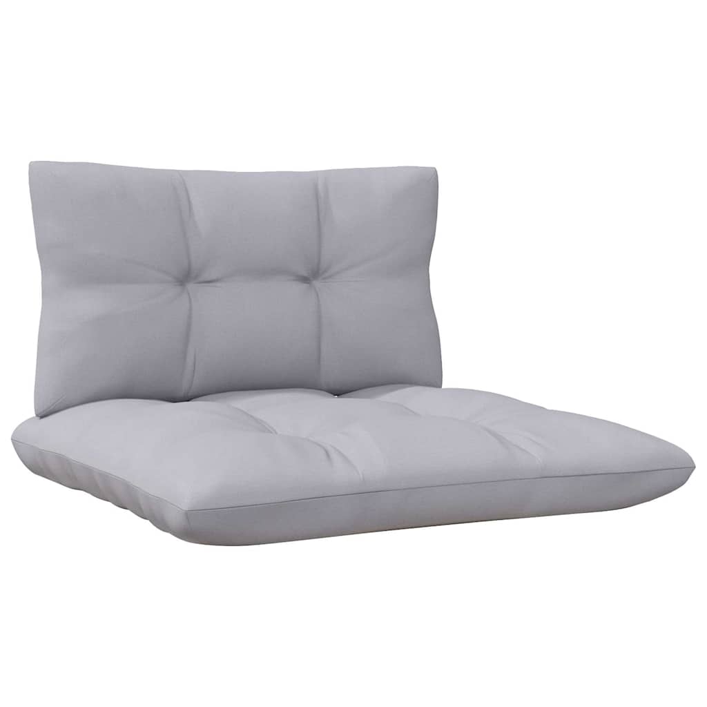 Loungegrupp Med Grå Dynor 3 Delar Massiv Furu