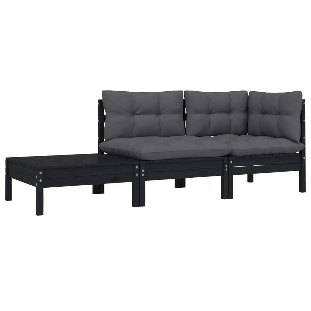 Loungegrupp Med Dynor 3 Delar Massiv Furu